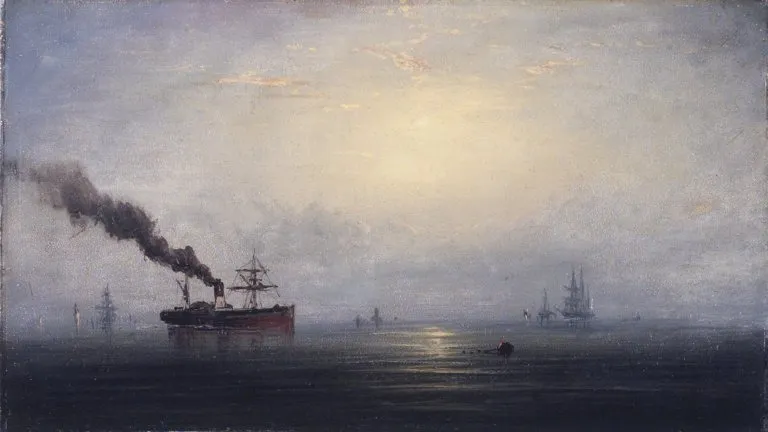 Foggy Morning on the Thames, by James Hamilton, oil, 1872
