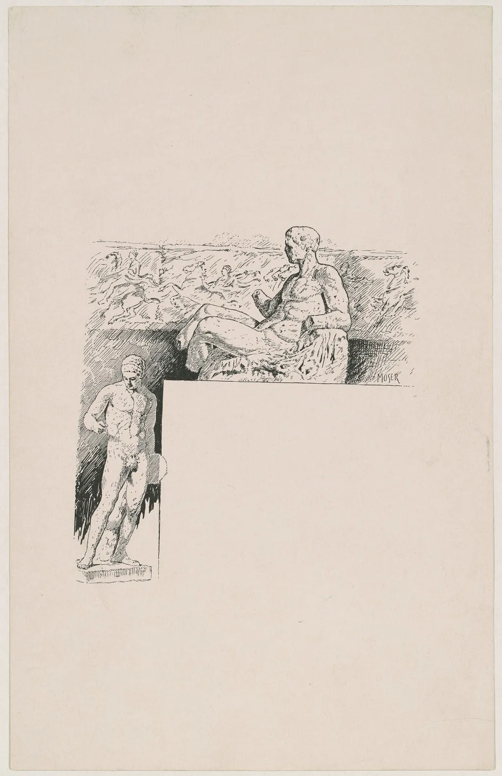 Casts from Antique Sculpture: The Parthenon, by James Henry Moser, ink, 1892