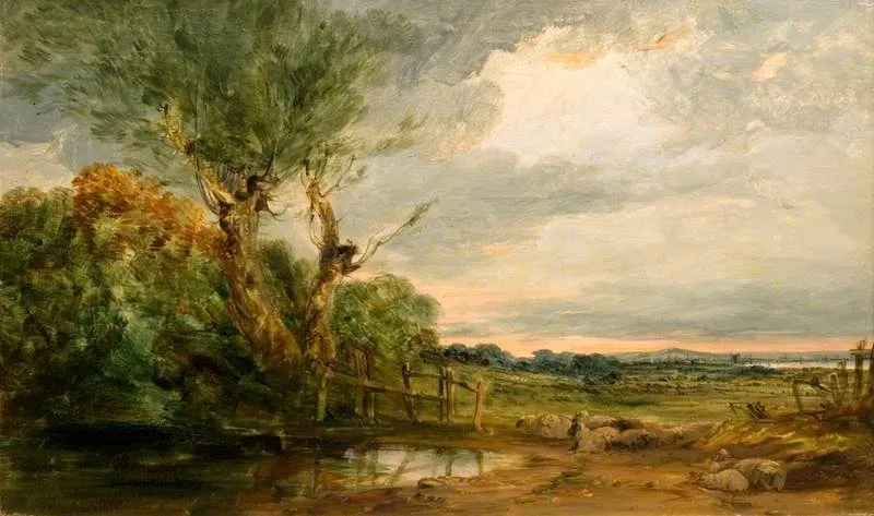 Near Blackheath: Blackwall Reach from Charlton Fields, by James Holland, oil, 1834