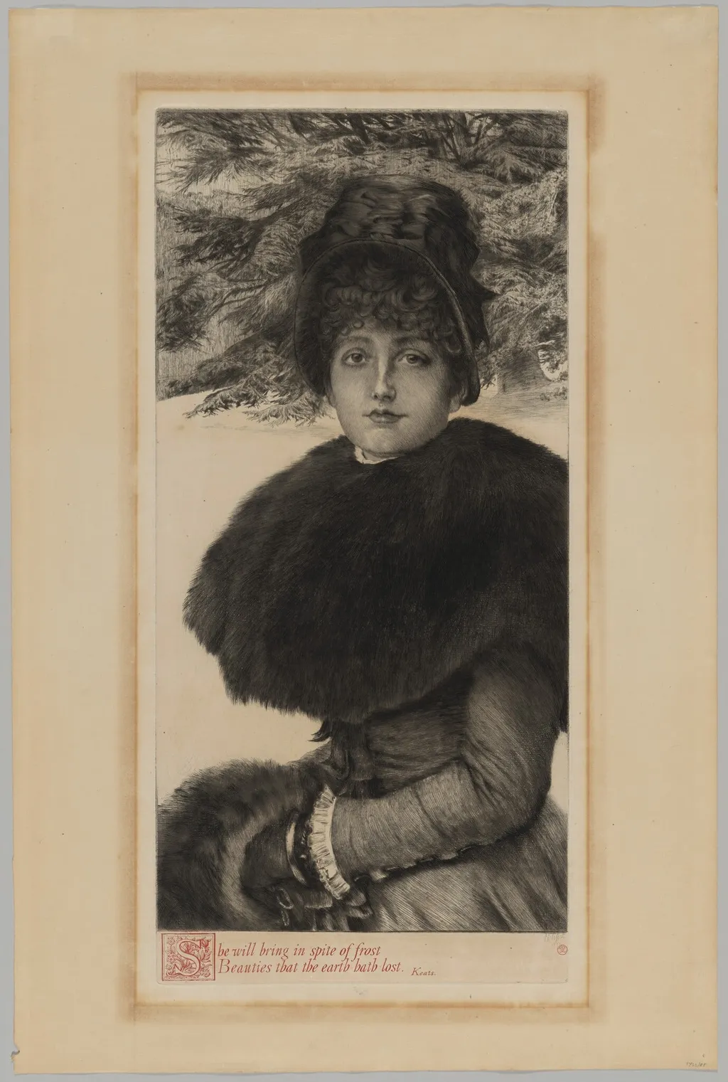 A Winter's Walk, by James Jacques Joseph Tissot, ink, 1880