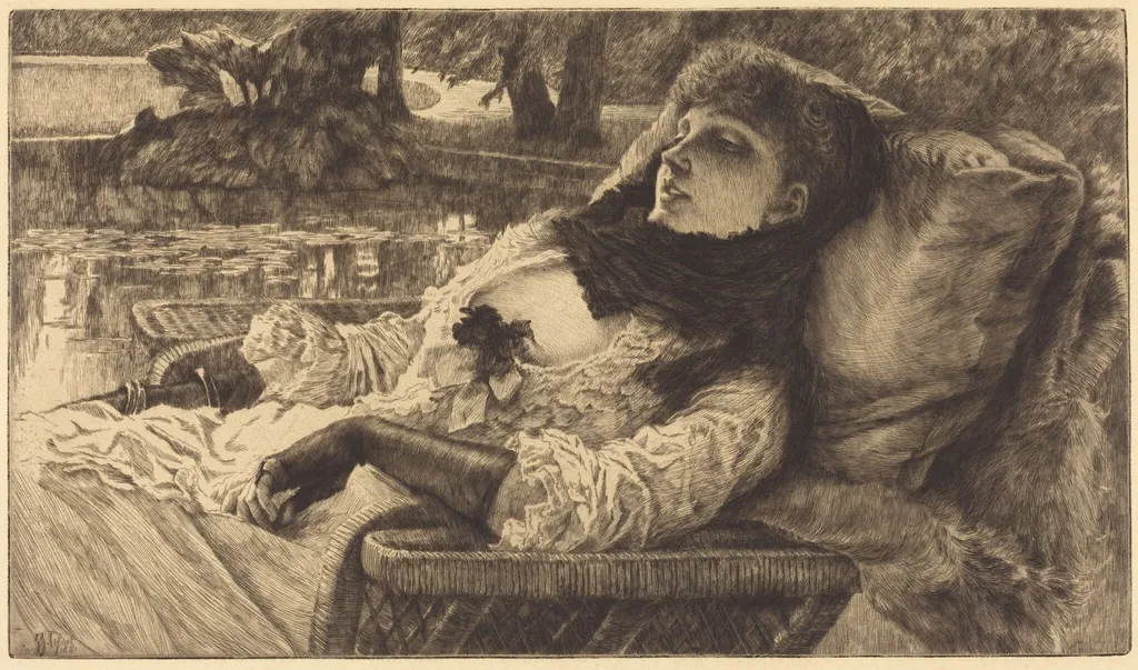 Summer Evening (Soirée d'été), by James Jacques Joseph Tissot, ink, 1882
