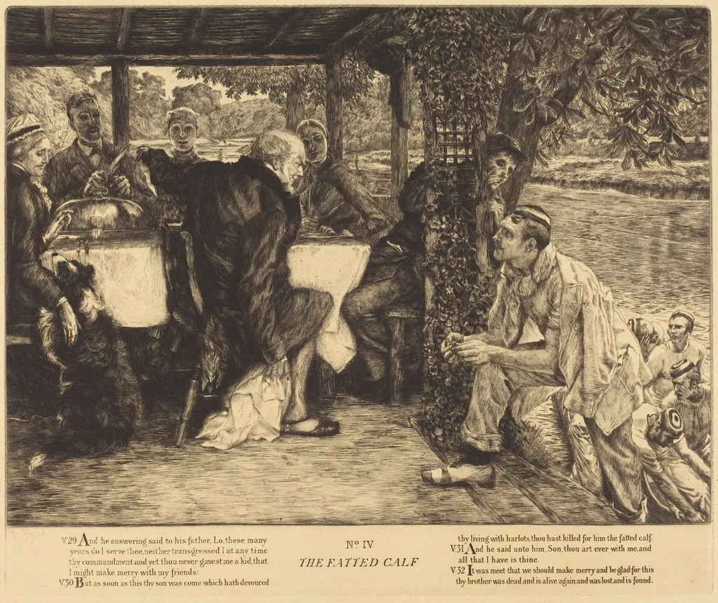 The Fatted Calf, by James Jacques Joseph Tissot, ink, 1882
