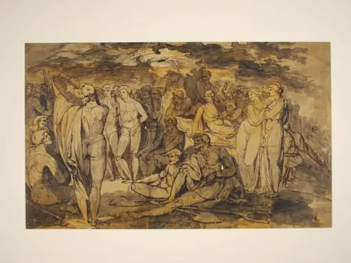 Apollo endeavouring to raise the walls of Troy by the music of his harp, by James Jefferys