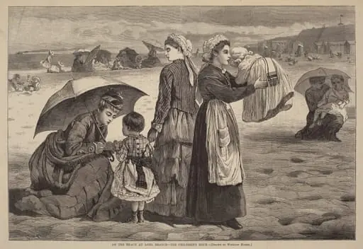 On the Beach at Long Branch - The Children's Hour, by James L. Langridge