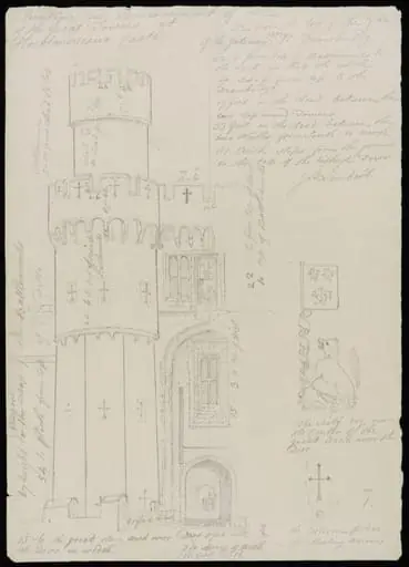Elevation of one of the great towers.