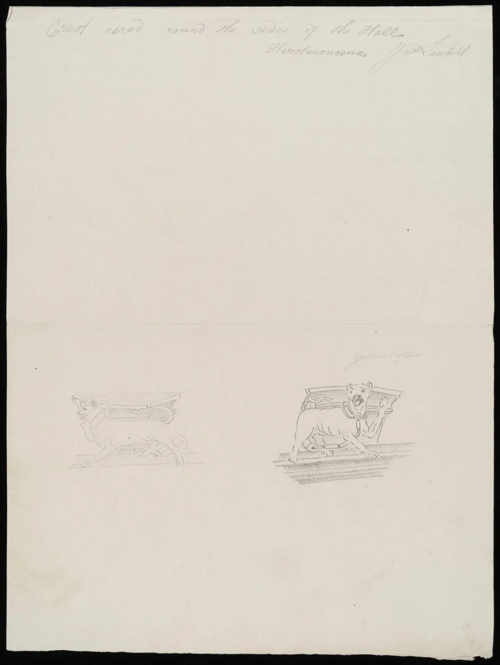 Sketches of corbel in Hall., by James Lambert senior, 1776