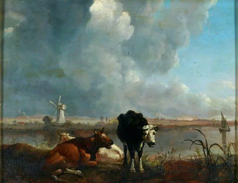Landscape with Cows Drinking, by James M. Burnet