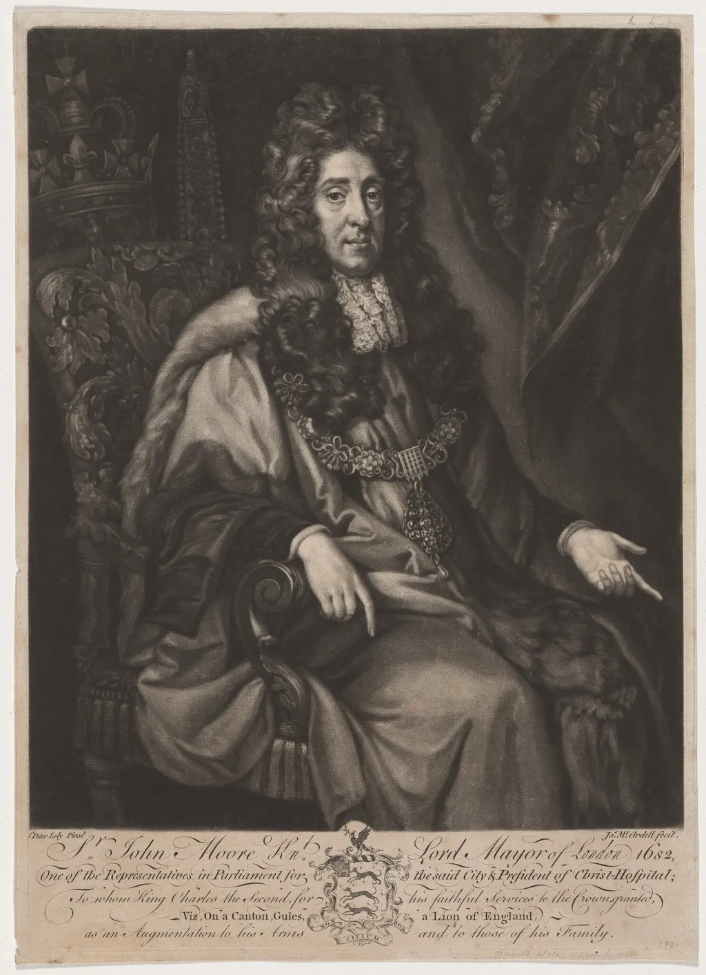 Sir John Moore, by James MacArdell, ink, 1746
