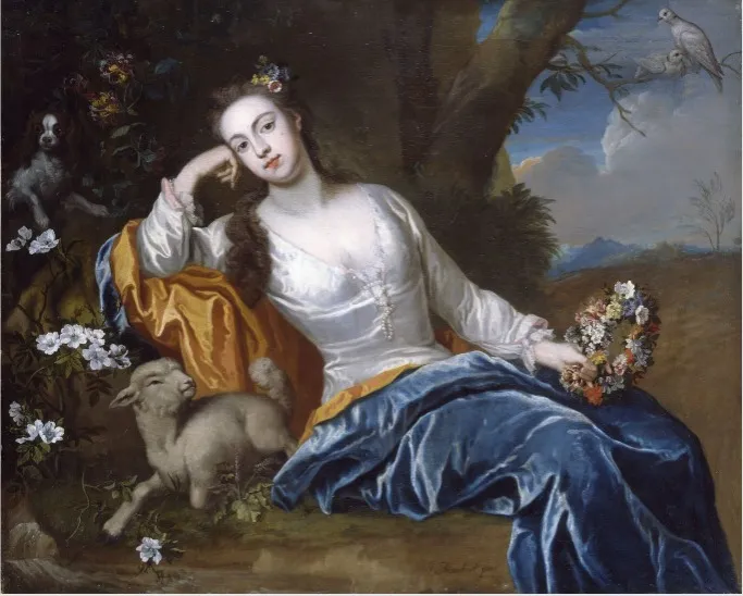Portrait of Henrietta, Duchess of Bolton (1682-1730) as a Shepherdess, by James Maubert, oil, 1721