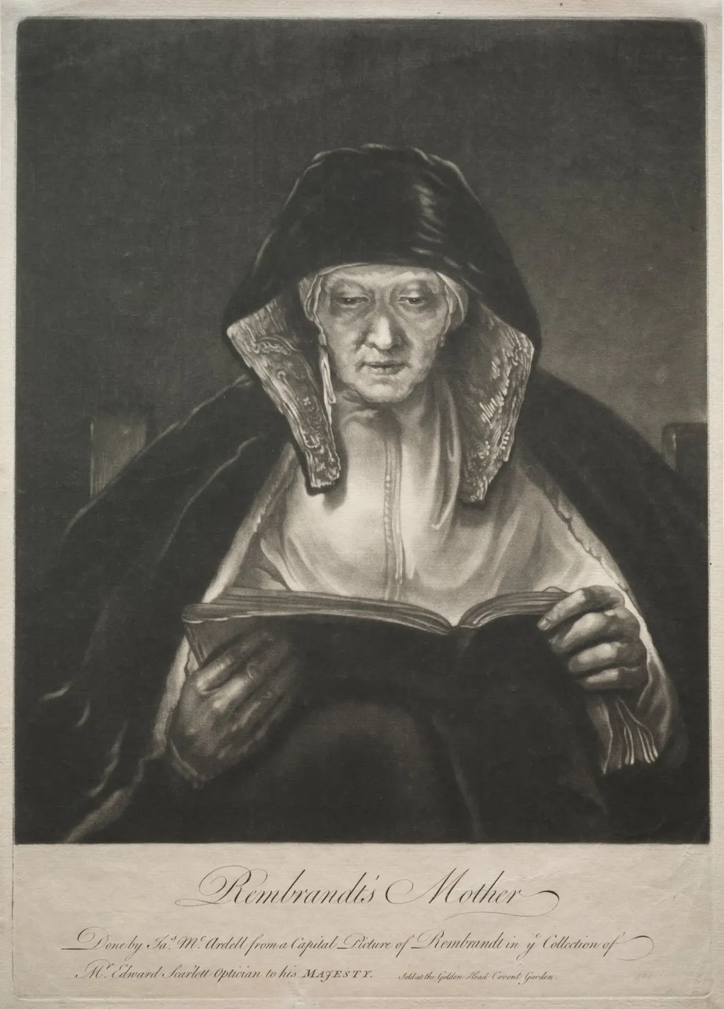 Rembrandt's Mother, by James McArdell, 1752