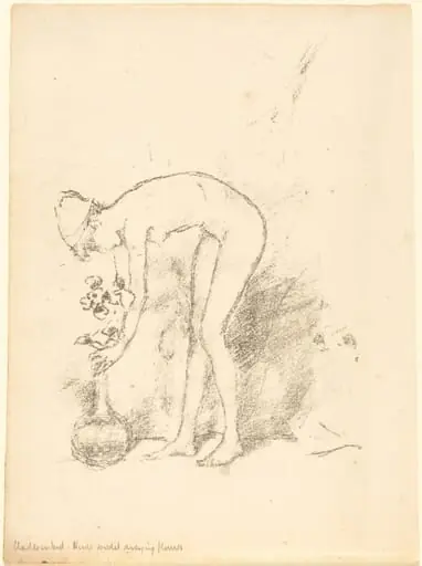 A Nude Model Arranging Flowers, by James McNeill Whistler