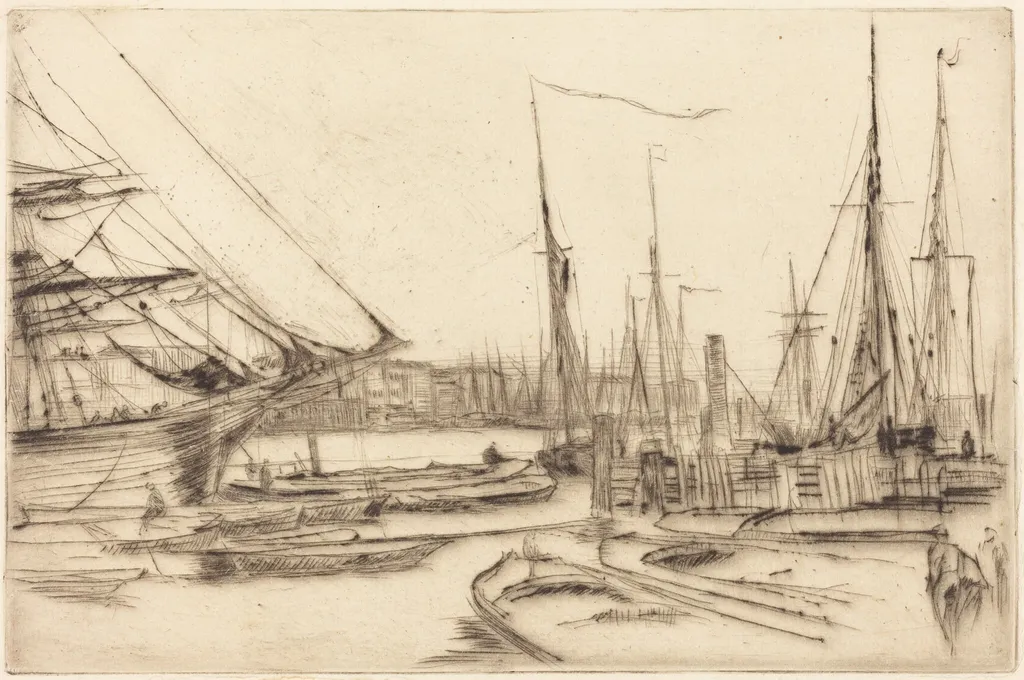 A Sketch from Billingsgate, by James McNeill Whistler, ink, 1878