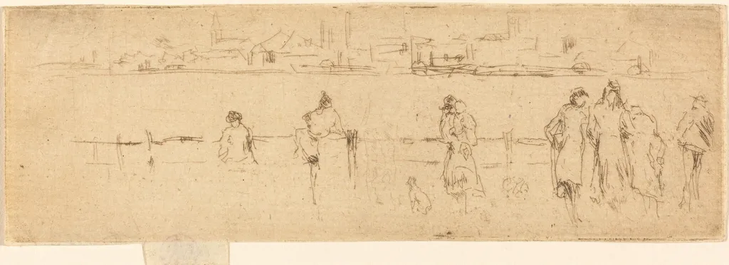 A Sketch of the Embankment, by James McNeill Whistler, ink, 1885