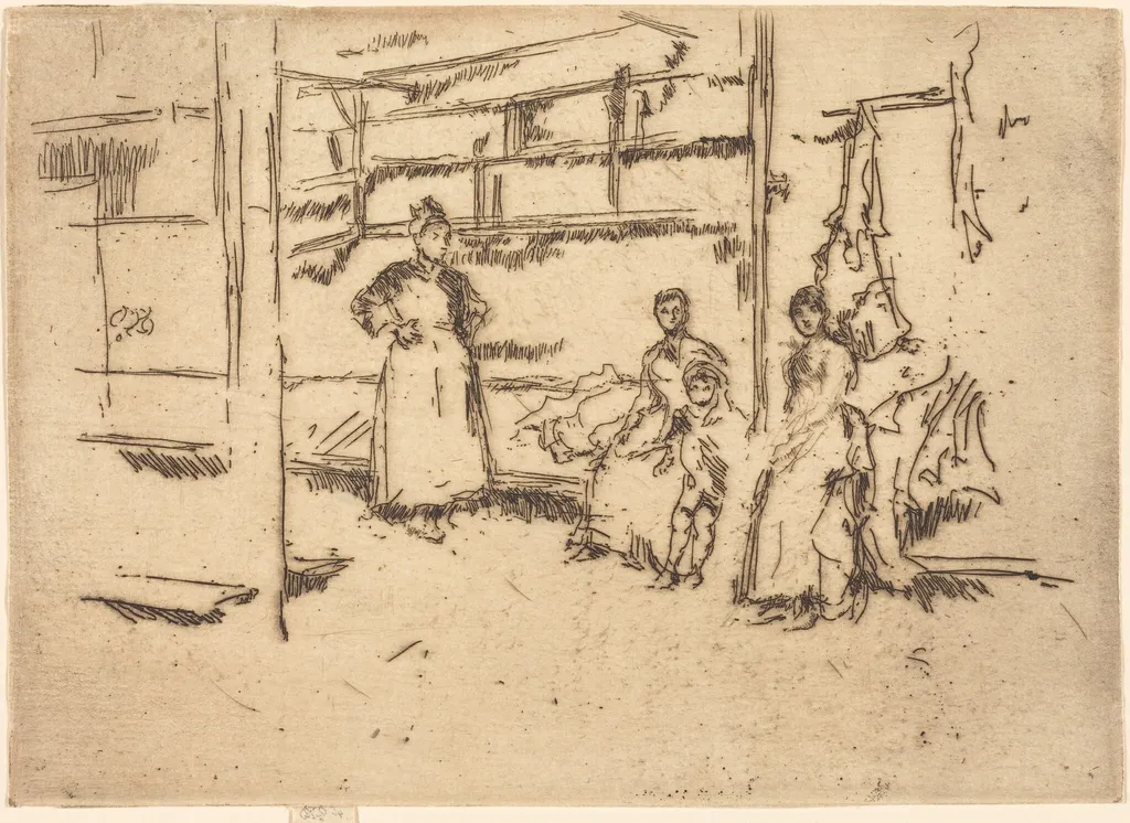 After the Sale, Hounsditch, by James McNeill Whistler, ink, 1887