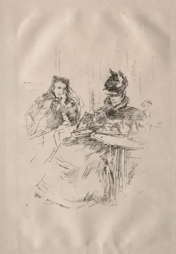 Afternoon Tea, Mrs. Phillips and Mrs. Charles Whibley, by James McNeill Whistler
