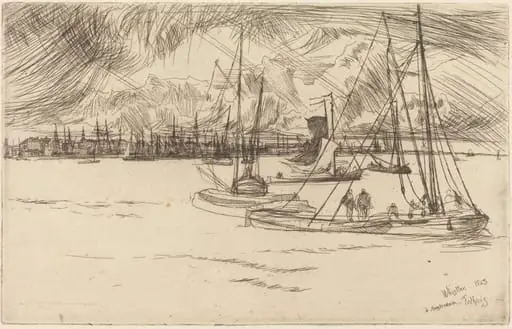 Amsterdam from the Tolhuis, by James McNeill Whistler