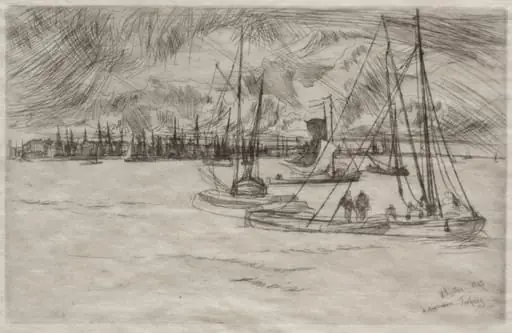 Amsterdam from the Tolhuis, by James McNeill Whistler