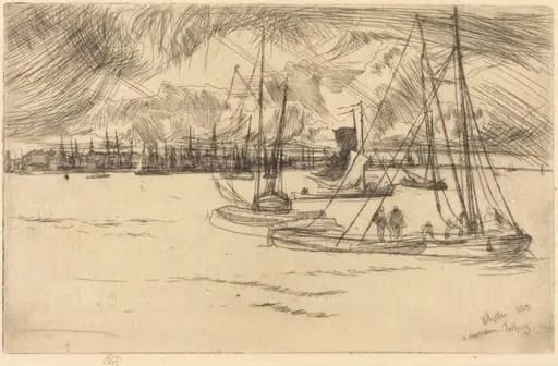 Amsterdam from the Tolhuis, by James McNeill Whistler