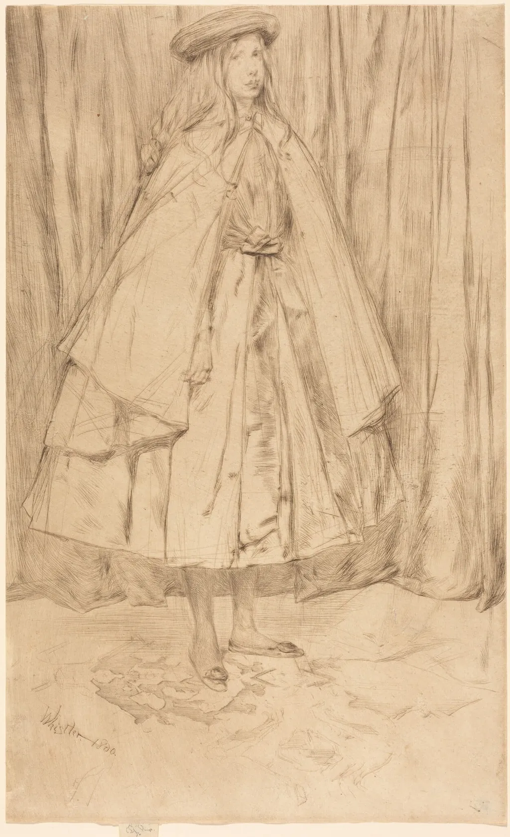 Annie Haden, by James McNeill Whistler, ink, 1860