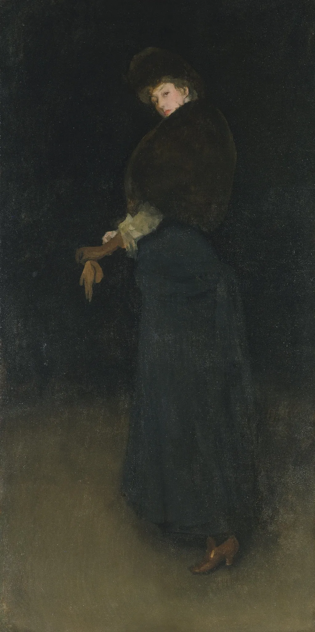 Arrangement in Black (The Lady in the Yellow Buskin), by James McNeill Whistler, oil, 1892