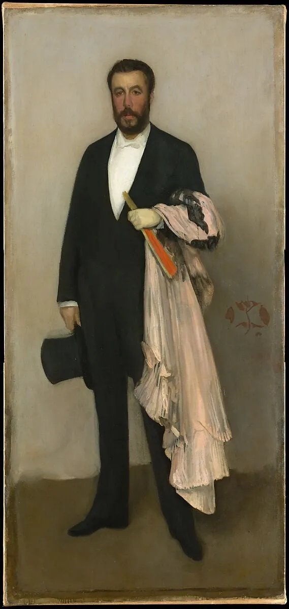 Arrangement in Flesh Colour and Black: Portrait of Theodore Duret, by James McNeill Whistler, oil, 1883