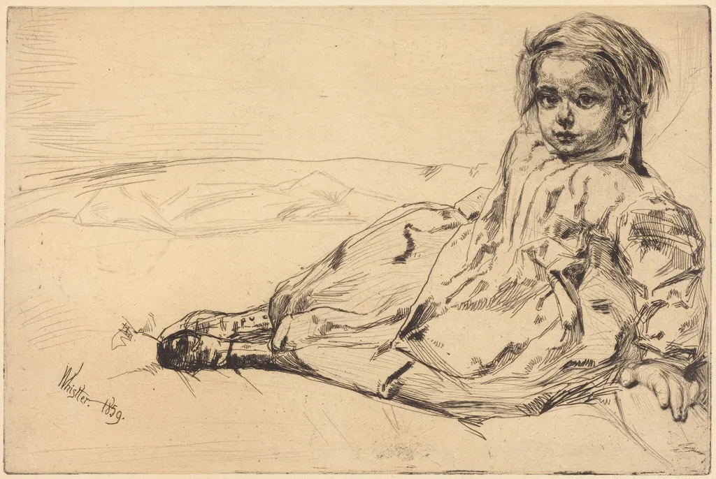 Bibi Valentin, by James McNeill Whistler, ink, 1859