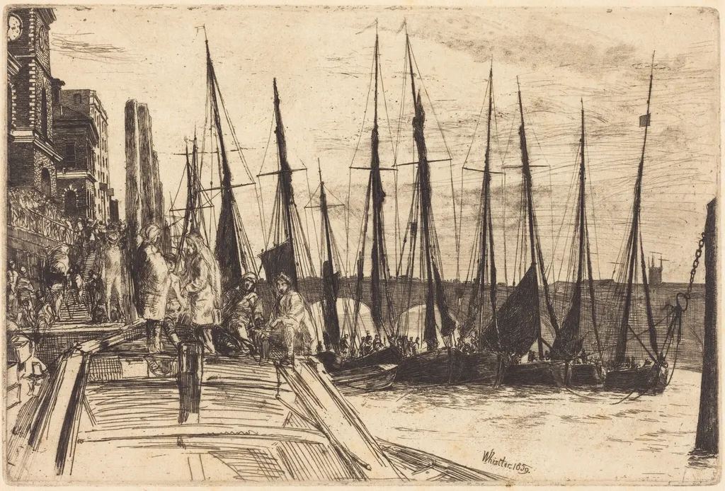 Billingsgate, by James McNeill Whistler, ink, 1859