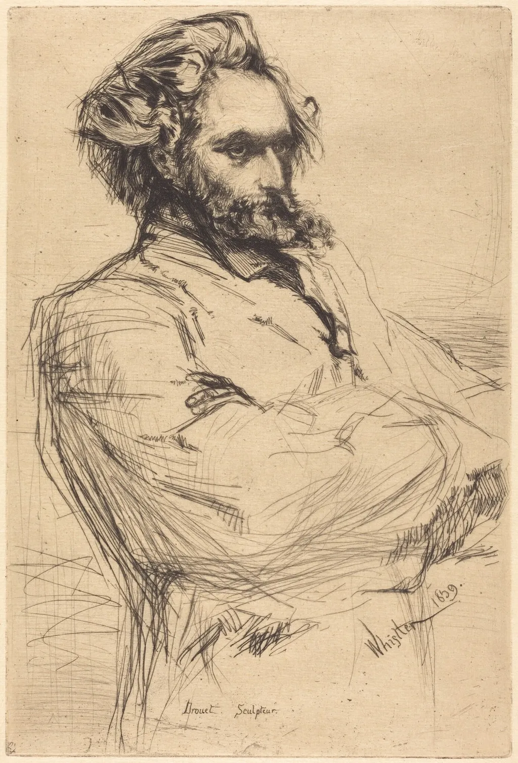 C. L. Drouet, Sculptor, by James McNeill Whistler, ink, 1859