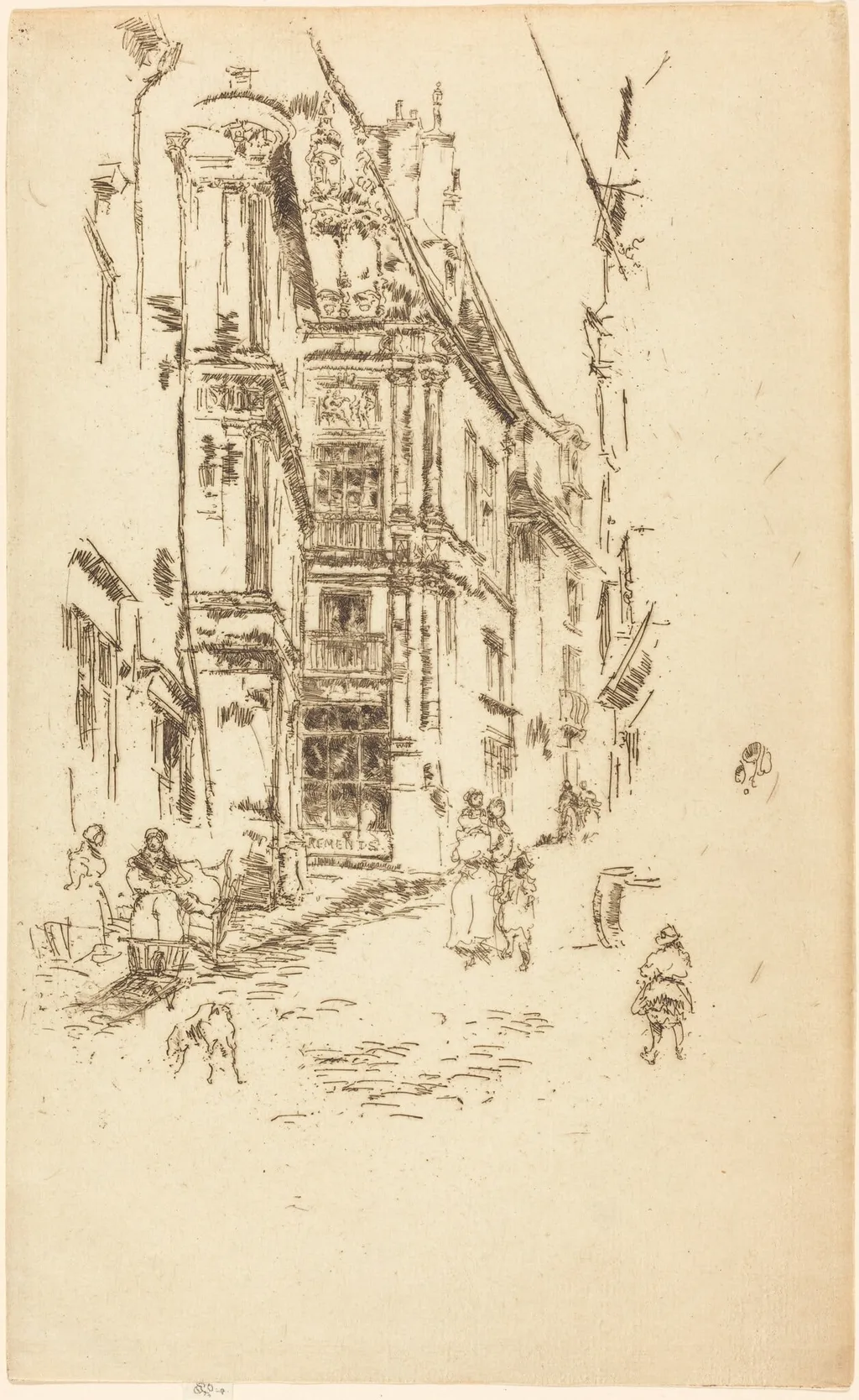 Chancellerie, Loches, by James McNeill Whistler, ink, 1888