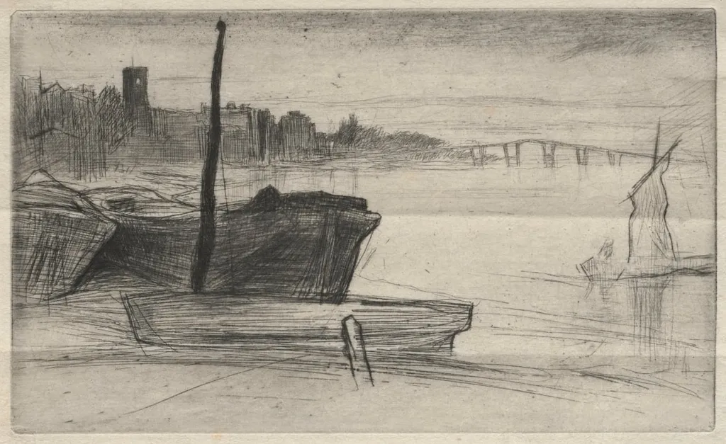 Chelsea Bridge and Church, by James McNeill Whistler, 1871