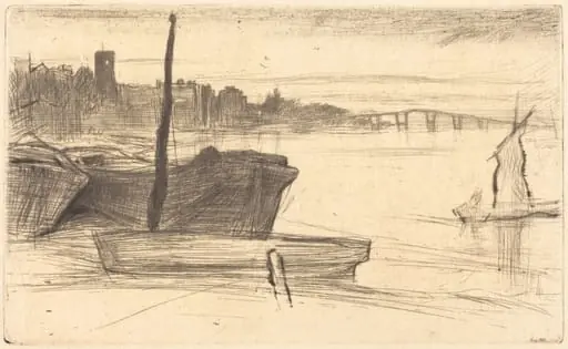 Chelsea Bridge and Church, by James McNeill Whistler