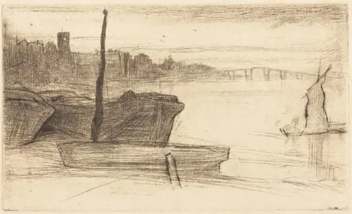Chelsea Bridge and Church, by James McNeill Whistler
