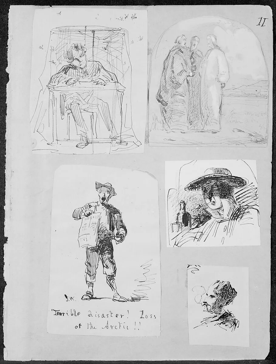 Christ and Two Disciples on the Road to Emmaus (from Sketchbook), by James McNeill Whistler, gouache, 1854
