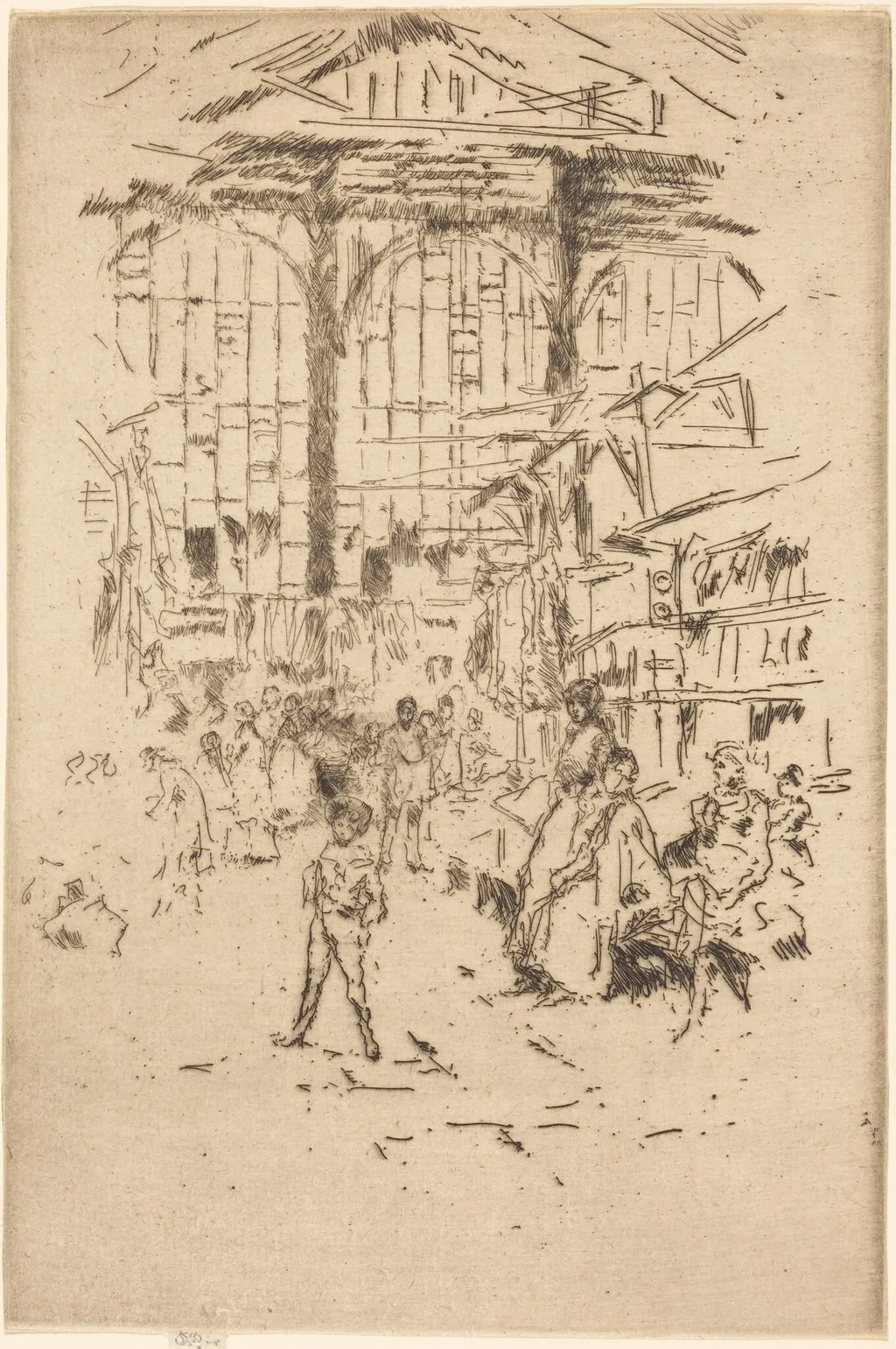Clothes Exchange, No.II, by James McNeill Whistler, ink, 1887
