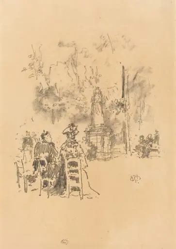 Conversation Under the Statue, Luxembourg Gardens, by James McNeill Whistler