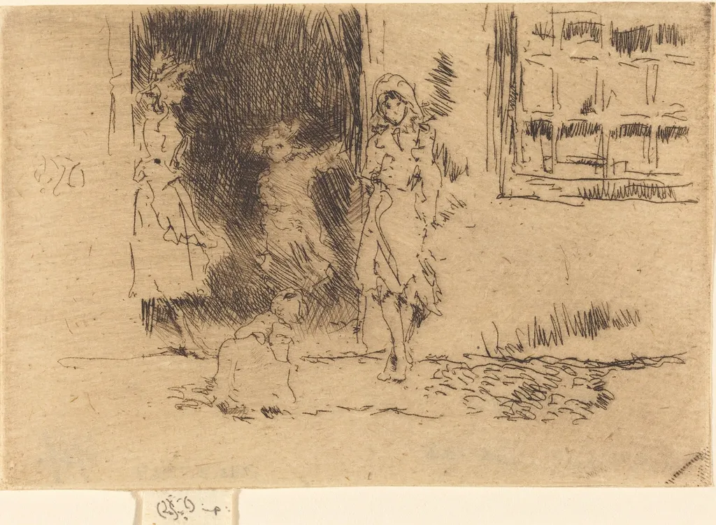 Cottage Door, by James McNeill Whistler, ink, 1885