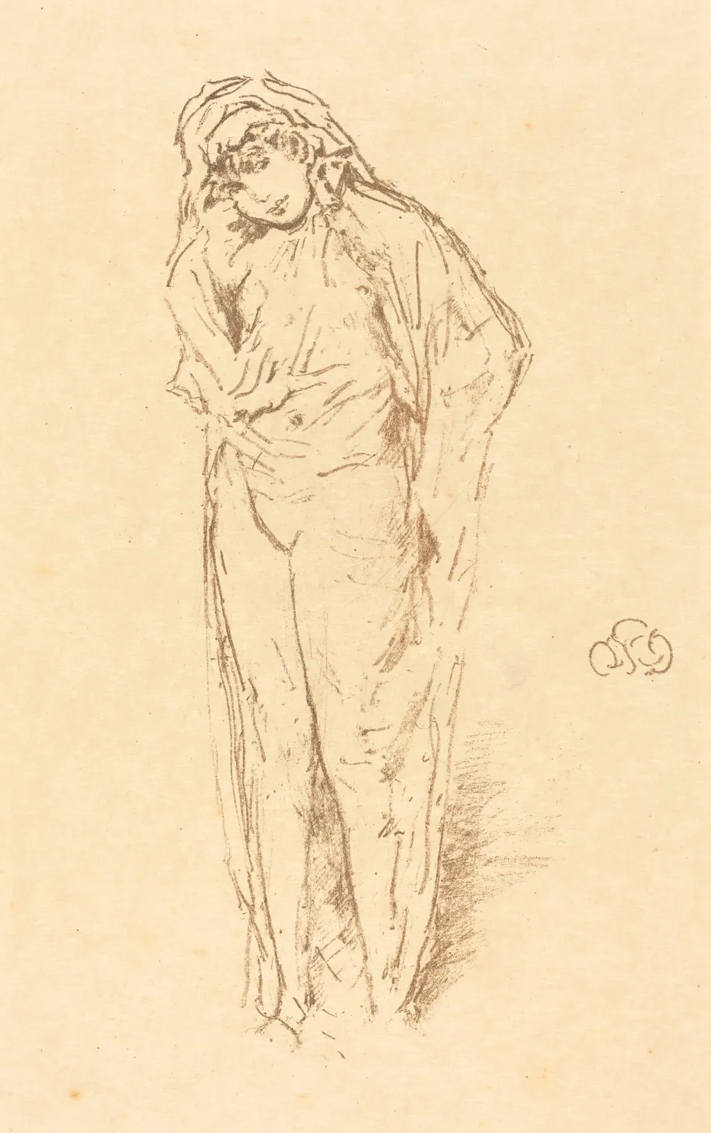 Draped Figure, Standing, by James McNeill Whistler, ink, 1891
