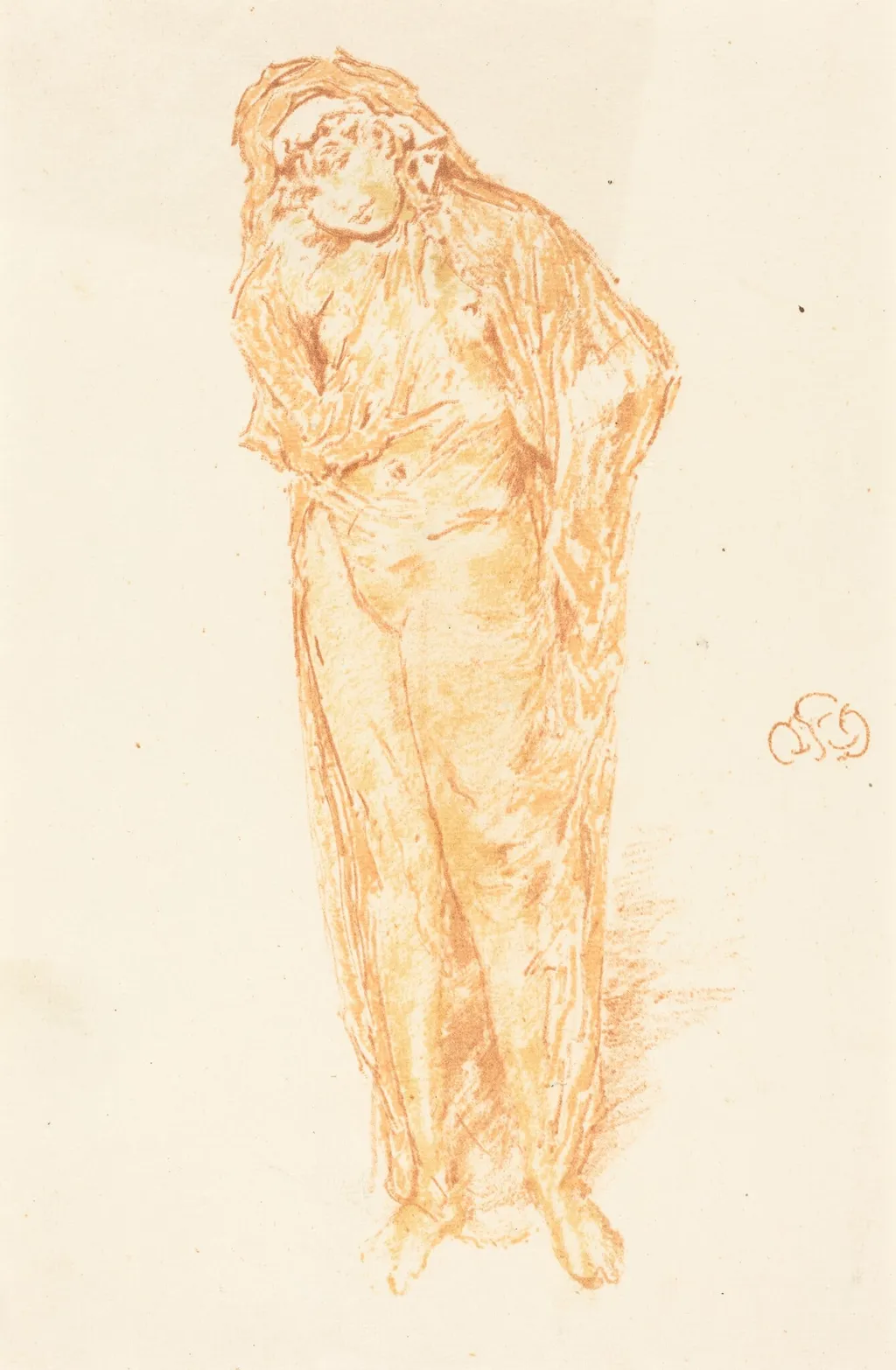 Draped Figure, Standing, by James McNeill Whistler, ink, 1891