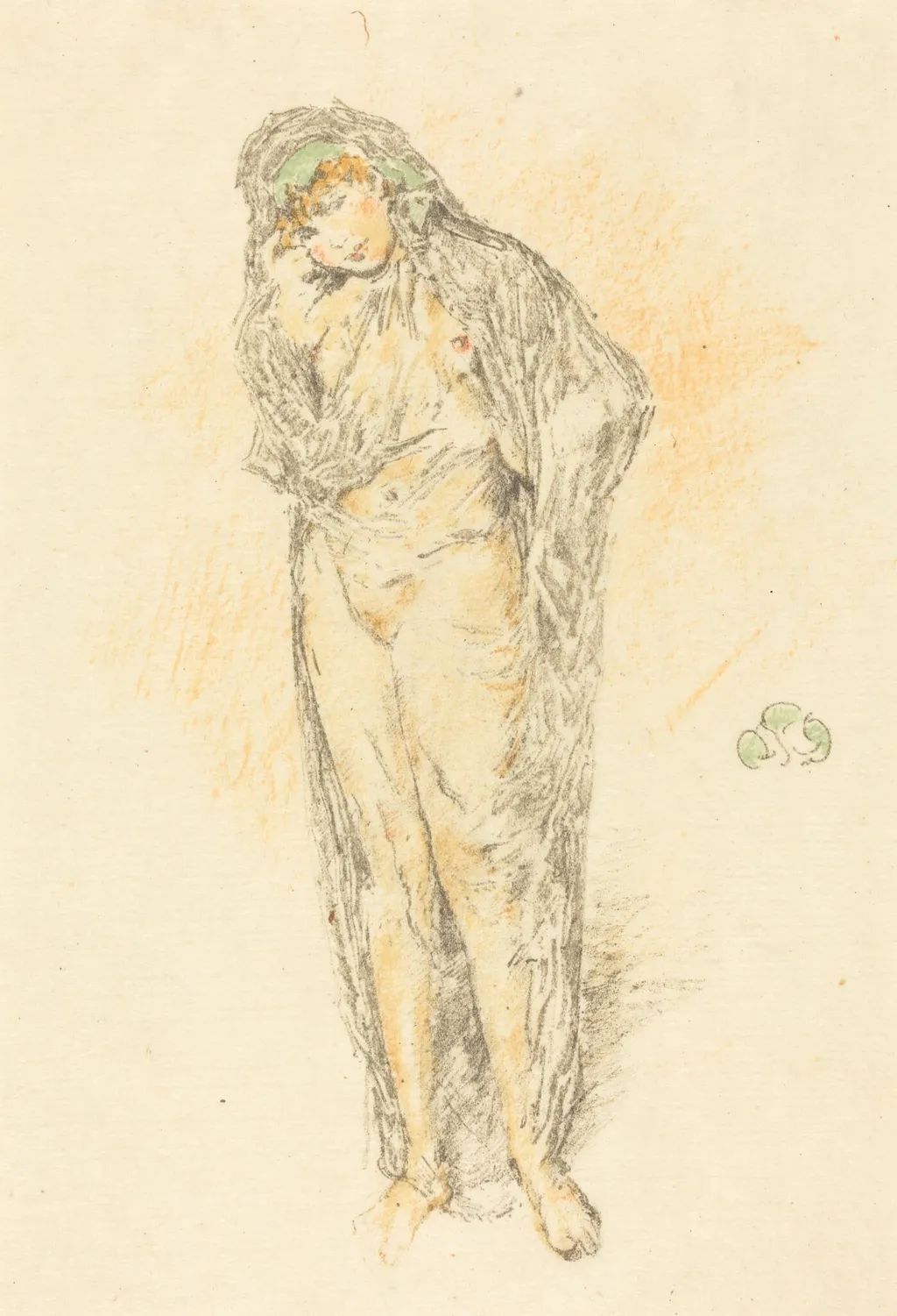 Draped Figure, Standing, by James McNeill Whistler, ink, 1891