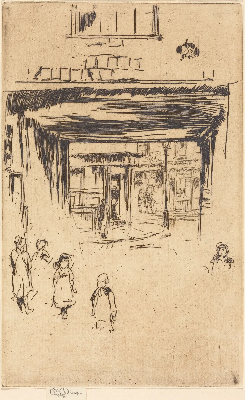 Drury Lane, by James McNeill Whistler, ink, 1880