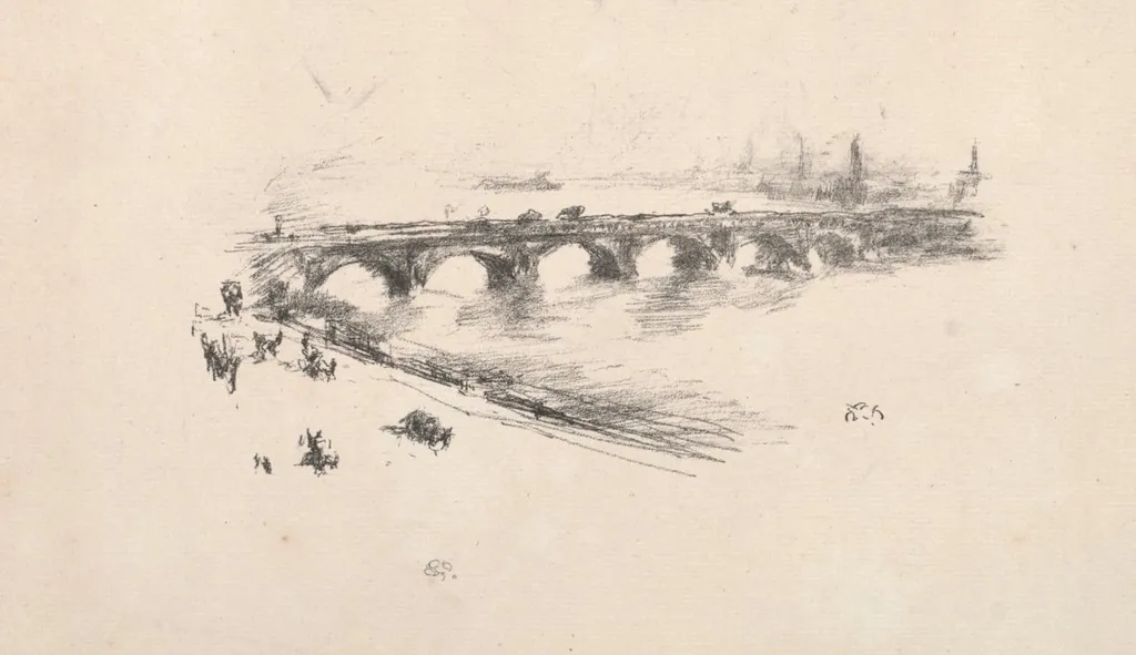 Evening, Little Waterloo Bridge, by James McNeill Whistler, 1896