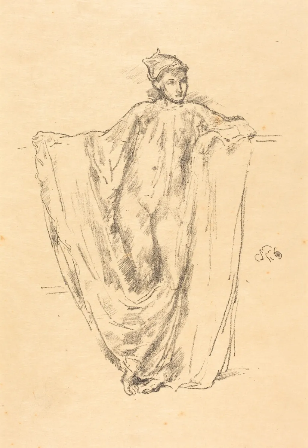 Figure Study, by James McNeill Whistler, ink, 1894