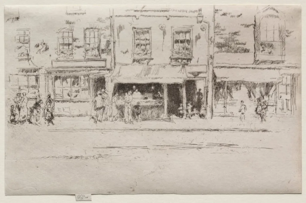 Fish Shop, Chelsea, by James McNeill Whistler, 1886