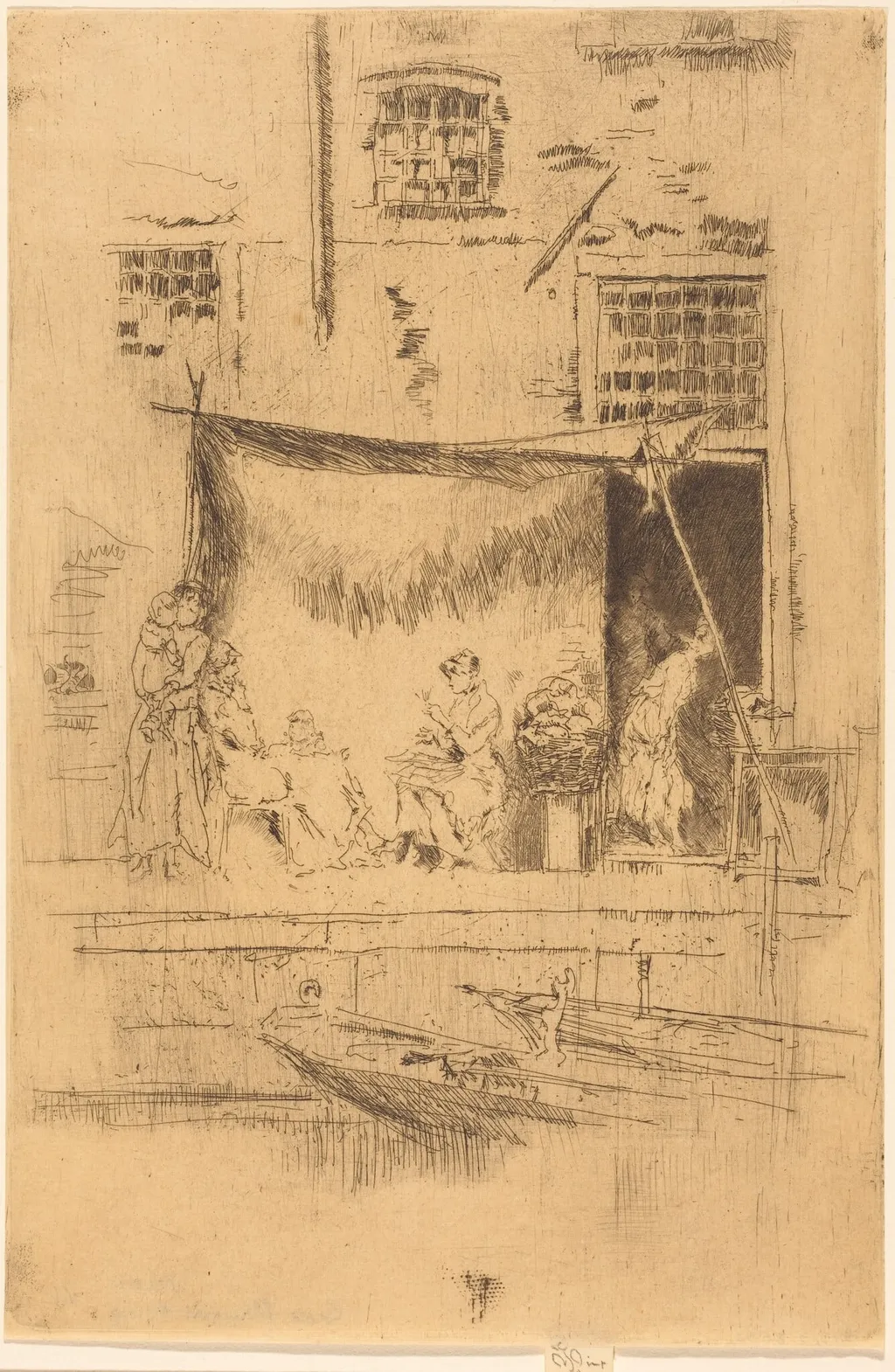 Fruit-Stall, by James McNeill Whistler, ink, 1880