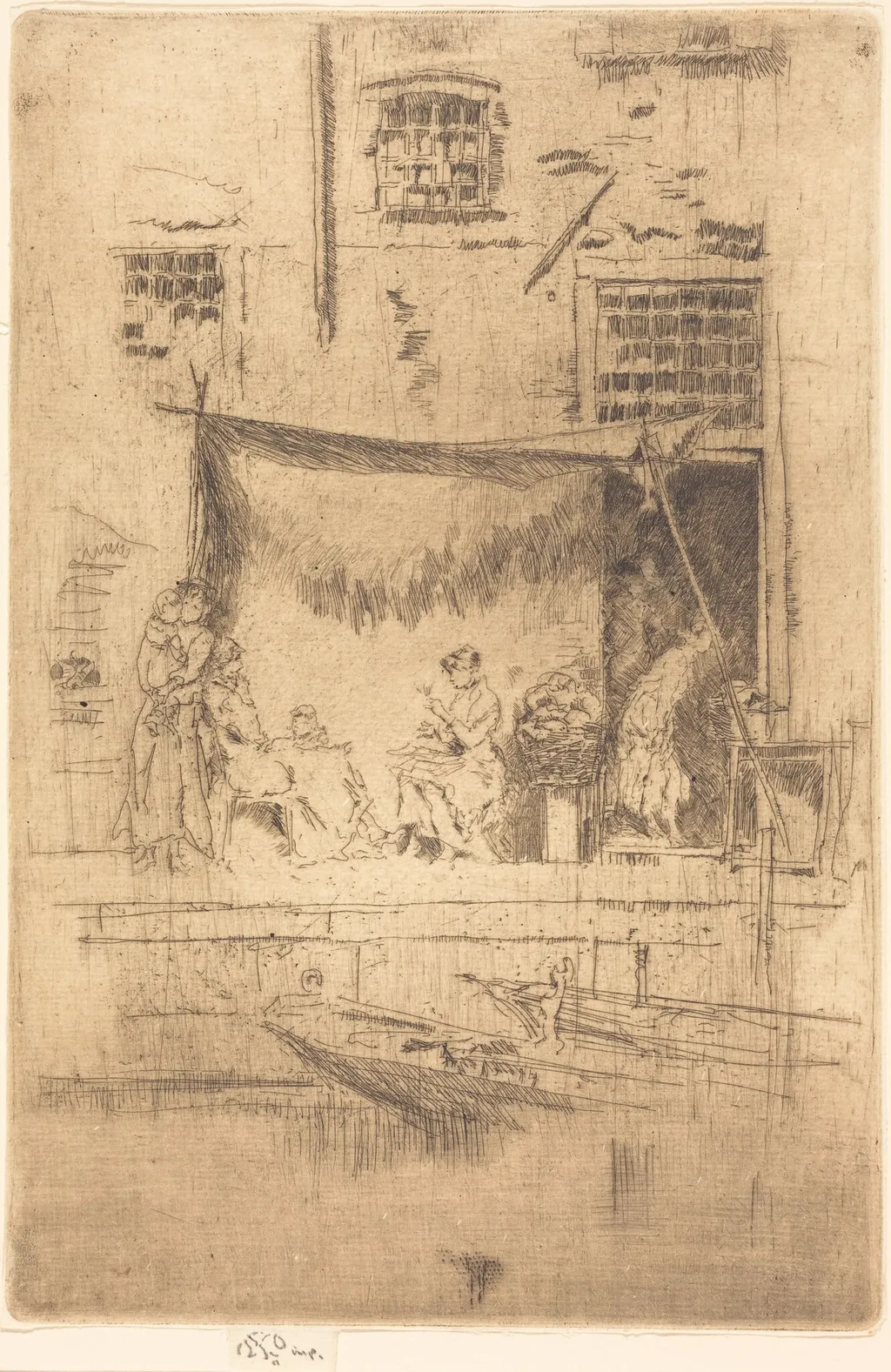 Fruit-Stall, by James McNeill Whistler, ink, 1880