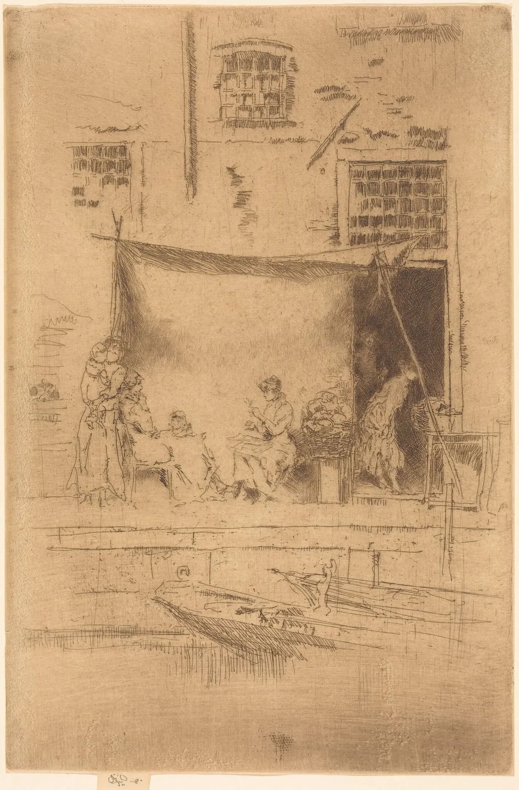 Fruit-Stall, by James McNeill Whistler, ink, 1880