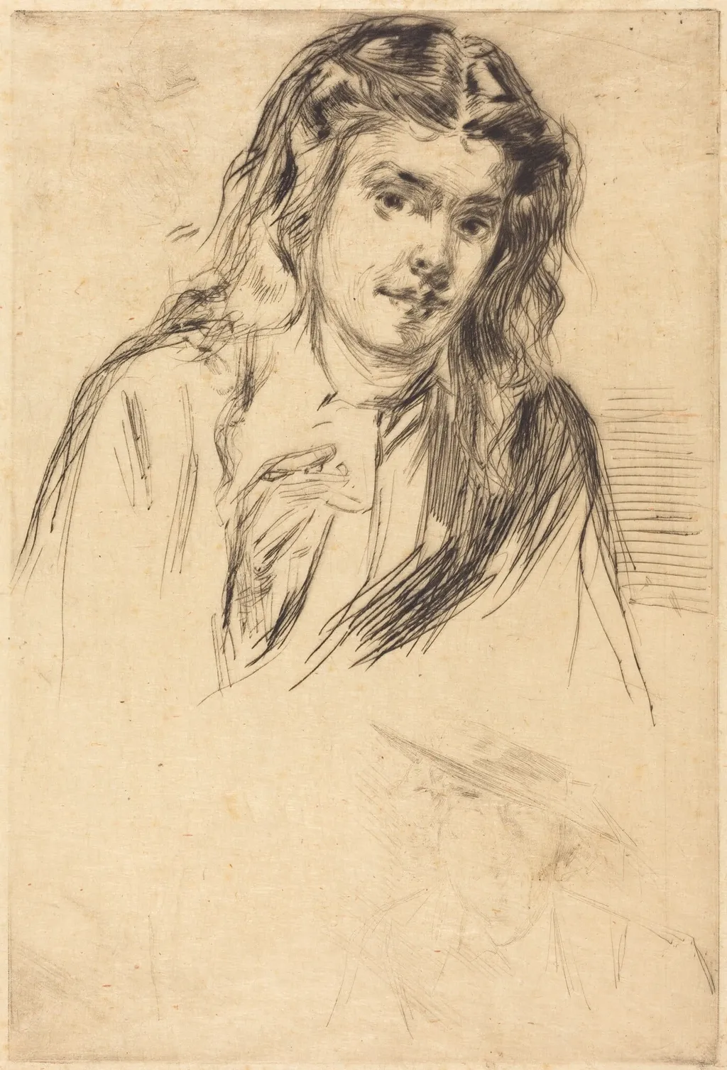 Fumette's Bent Head, by James McNeill Whistler, ink, 1859