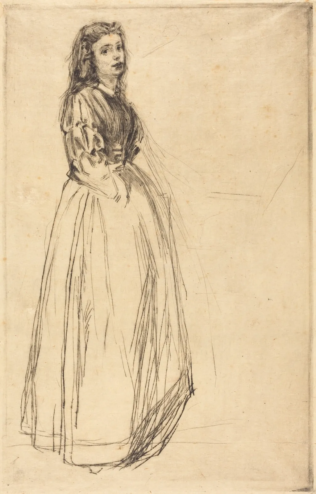 Fumette, Standing, by James McNeill Whistler, ink, 1859