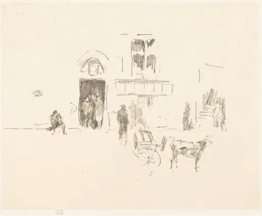 Gaiety Stage Door, by James McNeill Whistler