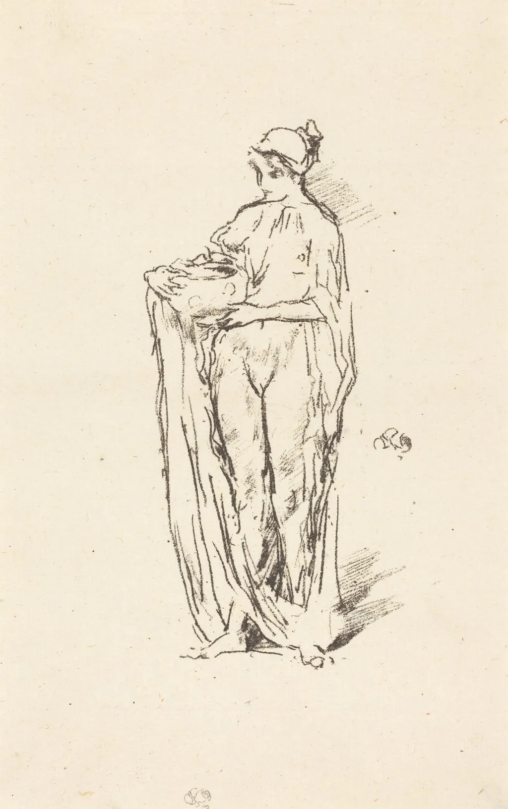 Girl with Bowl, by James McNeill Whistler, ink, 1895